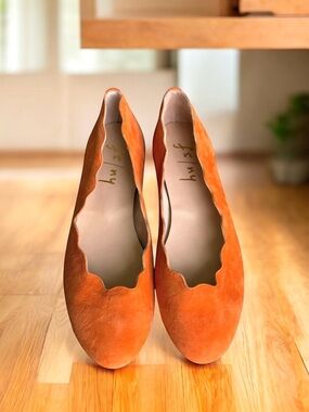 🆕 French Sole Jigsaw Ballet Flats Orange Suede